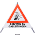 Faltsignal - Rauchverbot mit Text: ARBEITEN AN GASLEITUNGEN