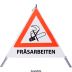 Faltsignal - Rauchverbot mit Text: FRÄSARBEITEN Faltsignal - Rauchverbot mit Text: FRÄSARBEITEN