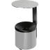 Wandascher WH 10 aus Edelstahl mit schwarzem Deckel und optionalem Dach zur Wandmontage