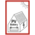 Schild Hinweis auf eine PV-Anlage mit Batteriespeicher