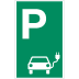 Parkplatzschild P mit grünem Grund für Elektrofahrzeuge Parkplatzschild P mit grünem Grund für Elektrofahrzeuge