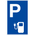 Parkplatzschild P mit Symbol 'E-Ladesäule' Parkplatzschild P mit Symbol 'E-Ladesäule'