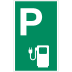Parkplatzschild P mit Symbol 'E-Ladesäule' (grüner Grund) Parkplatzschild P mit Symbol 'E-Ladesäule' (grüner Grund)
