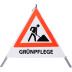 Faltsignal - Baustelle mit Text: GRÜNPFLEGE Faltsignal - Baustelle mit Text: GRÜNPFLEGE