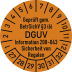 Prüfplakette geprüft gem. BetrSichV §3 (6) DGUV Information 208-043 Sicherheit von Regalen orange
