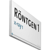 Röntgen 1 Fahnenschild mit Aufschrift x-ray 1 und Behandlungsraum