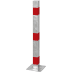 Absperrpfosten Pluto mit Bodenplatte aus Metall mit roten Streifen