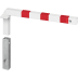 Sperrpfosten Pluto quadratisch kippbar mit rot-weißen Markierungen und Bodenhülse