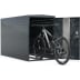 Fahrradgarage BikeBox 1 G aus Metall mit offenem Tür und Mountainbike innen, Münzpfandschloss sichtbar