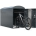 Fahrradgarage BikeBox 1 B mit Münzpfandschloss und Mountainbike in moderner, grauer Metallbox