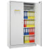 Dokumentenschrank mit 30 Minuten Feuerwiderstand LSF 30, weißer Metallschrank mit offenen Türen und farbigen Ordnern innen