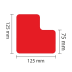 PROline-tape Bodenmarkierung L-Stück rot mit den Maßen 125 mm x 125 mm x 75 mm