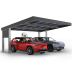 Carport SolarCover mit Solarpanel-Dach und zwei Elektroautos an Ladestation