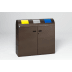 Wertstoff-Sammelstation WS 100R braune Sammelbox mit gelbem, grauem und blauem Einwurf