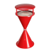 Roter Kunststoff-Standascher mit Dach und Bodenronde, Set aus Standascher, Dach und Bodenronde