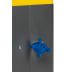 Wertstoffsammelgerät WSG 82 mit blauem Drehgriff an grauer Metallfläche und gelbem Deckel