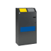 Wertstoffsammelstation WSS 115 graue Sammelbox mit gelbem, grauem und blauem Einwurf