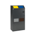 Wertstoffsammelstation WSS 115 graue Metall Mülltrennstation mit gelbem, blauem, grauem und braunem Einwurf