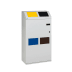Wertstoffsammelstation WSS 115 mit farbigen Einwurfklappen in Gelb, Schwarz, Blau und Braun