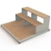 Stadtmobiliar Parklet mit Tribüne aus Holz und Metall, moderne Sitzgelegenheit mit zwei Stufen und Plattform