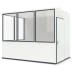 Mobiles Raumsystem MultiRoom Indoor Basic 7 mit weißen Wänden und großen Fenstern, moderne Raumkabine für Innenbereiche