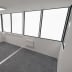 Mobiles Raumsystem MultiRoom Indoor Basic 10 mit großen Fenstern und grauem Bodenbelag in einem modernen Innenraum