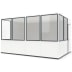 Mobiles Raumsystem MultiRoom Indoor Basic 15 mit großen Fenstern und Tür, weißes modulares Raum-in-Raum System