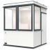 Mobiles Raumsystem MultiRoom Outdoor Basic 5 mit großen Fenstern und Tür, weiß mit grauen Rahmen
