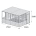 Mobiles Raumsystem MultiRoom Indoor Basic 15 mit den Maßen 4560 x 3390 x 2680 mm, Raumtrennwand mit Tür und Fenster