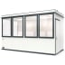 Mobiles Raumsystem MultiRoom Outdoor Basic 10 mit großen Fenstern und Tür, weiß mit grauen Rahmen