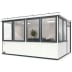 Mobiles Raumsystem MultiRoom Outdoor Basic 15 mit großen Fenstern und Tür, modernes Bürocontainer-Modul