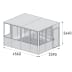 Technische Zeichnung des mobilen Raumsystems MultiRoom Basic 15 barrierefrei mit den Maßen 4560 mm x 3390 mm x 2640 mm