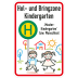 Kitaschild Hol- und Bringzone Kindergarten mit Haltestellenschild und zwei spielenden Kindern