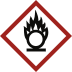 GHS-Symbol Flamme über Kreis mit rotem Rahmen, Gefahrensymbol für oxidierende Stoffe
