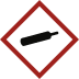 GHS-Symbol Gas unter Druck mit schwarzer Gasflasche in rotem Raute-Rahmen
