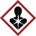 GHS-Symbol Ernste Gesundheitsgefahr mit schwarzer Silhouette eines Menschen und Sternform auf Brust, roter Rahmen