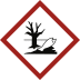 GHS-Symbol Umweltgefährlich mit totem Baum und Fisch in rotem Raute-Rahmen