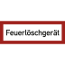 Brandschutzschild mit der Aufschrift Feuerlöschgerät in schwarzer Schrift auf weißem Hintergrund mit rotem Rahmen