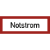 Brandschutzschild mit rotem Rahmen und dem Schriftzug Notstrom in schwarzer Schrift auf weißem Hintergrund