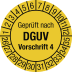 Prüfplakette Geprüft nach DGUV Vorschrift 4 gelb mit Zahlenring