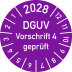 Prüfplakette DGUV Vorschrift 4 geprüft 2028 violett mit Monatsangaben