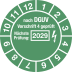 Grüne Prüfplakette nach DGUV Vorschrift 4 geprüft mit nächster Prüfung 2029