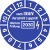 Prüfplakette nach DGUV Vorschrift 3 geprüft mit nächster Prüfung 2030