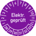 Prüfplakette Elektrisch geprüft lila mit Monats- und Jahresangaben