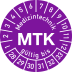 Prüfplakette Medizintechnik MTK gültig bis mit Monats- und Wochenangaben in lila