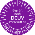 Prüfplakette Geprüft nach DGUV Vorschrift 52 in lila mit Monats- und Jahresangaben