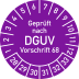 Prüfplakette Geprüft nach DGUV Vorschrift 68 in lila mit Monats- und Jahresangaben