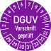 Prüfplakette DGUV Vorschrift geprüft lila mit Monats- und Jahresangaben