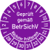 Prüfplakette Geprüft gemäß BetrSichV mit Angabe des nächsten Prüftermins in lila