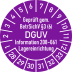 Prüfplakette geprüft gem. BetrSichV §3 (6) DGUV Information 208-061 Lagereinrichtung lila